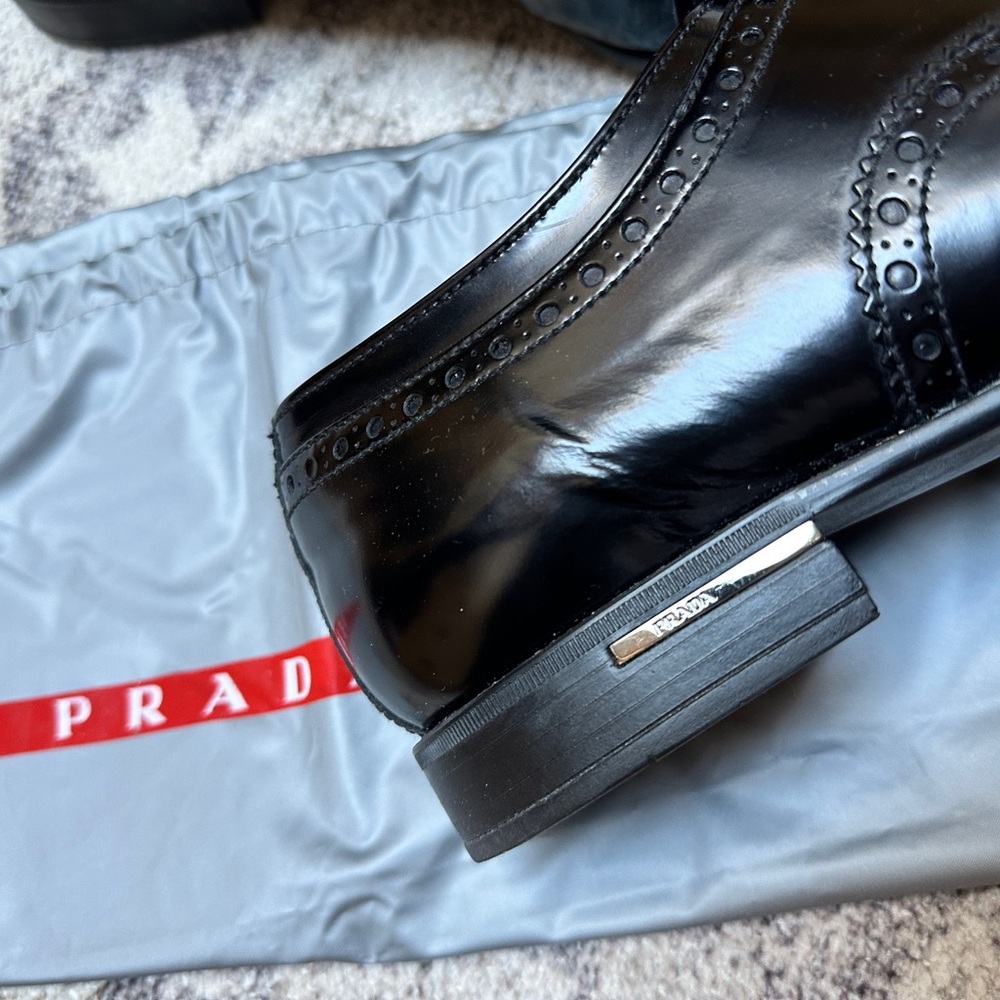 Prada Men's Shiny Black Oxford Shoes - Picture 10 of 11